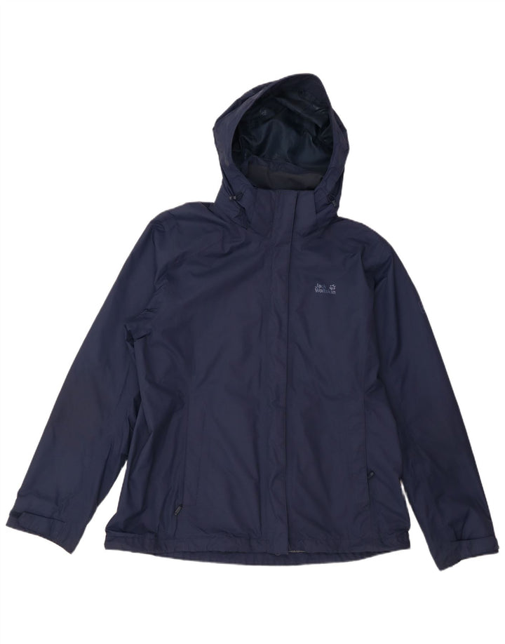 Jack Wolfskin Damen Regenjacke mit Kapuze UK 18 XL Marineblau Polyamid