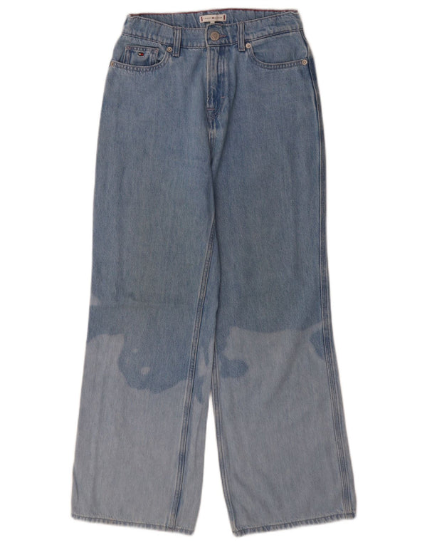 TOMMY HILFIGER Mädchen-Jeans mit weitem Bein, Acid-Waschung, 13–14 Jahre, W26 L27, Blau