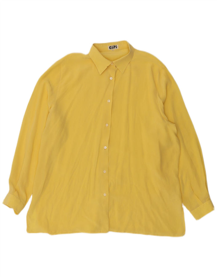 Vintage Damen Hemd IT 50 XL Gelbe Seide