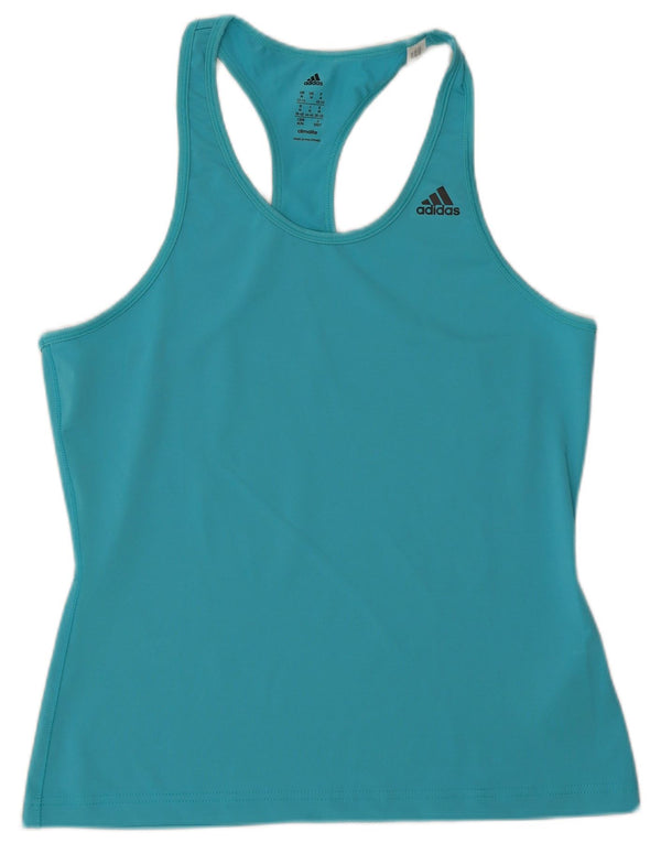 Adidas Damen Climalite Weste Top UK 12/14 Mittelblaues Polyester