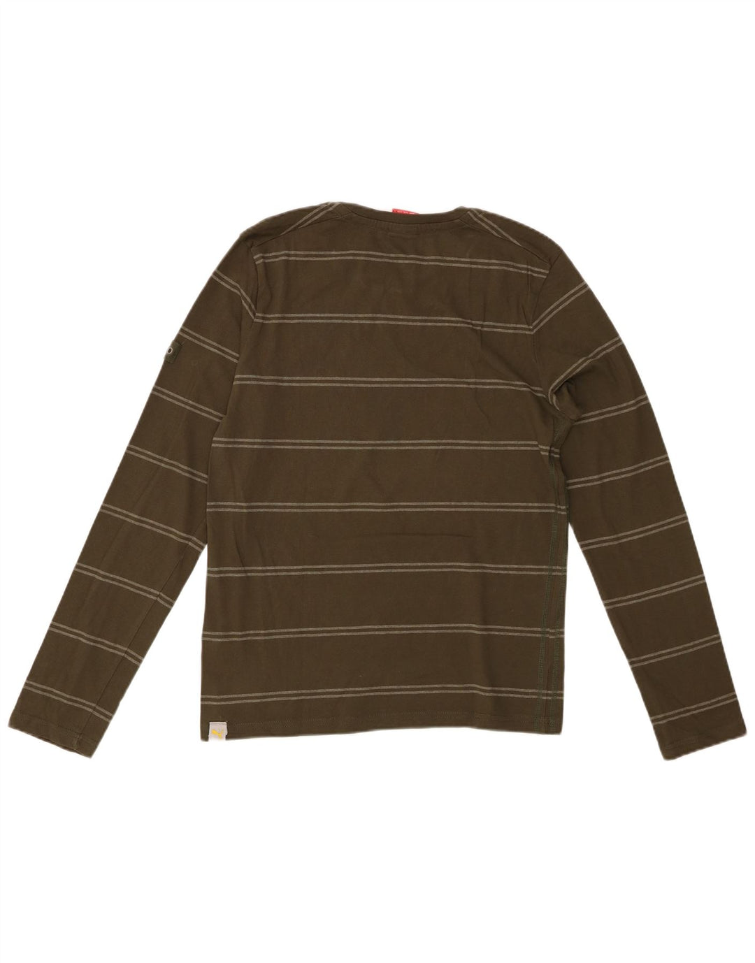 PUMA Herren-Oberteil, langärmelig, klein, Khaki, gestreift, Baumwolle