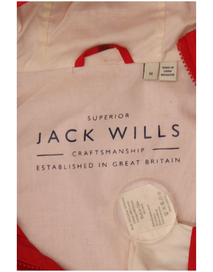 Jack Wills Herren-Regenjacke mit Kapuze, UK 38, mittelrote Baumwolle