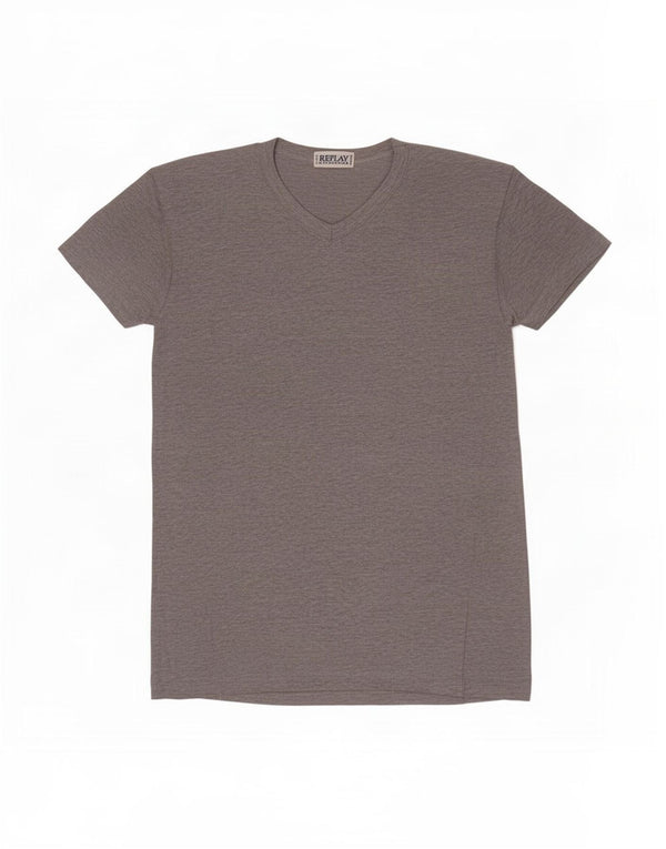 Replay Damen T-Shirt Top UK 18 XL Grau Baumwolle