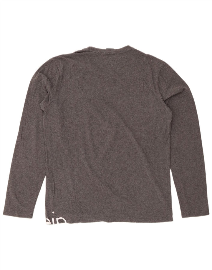 CALVIN KLEIN Womens Graphic Top Long Sleeve UK 18 XL Grey