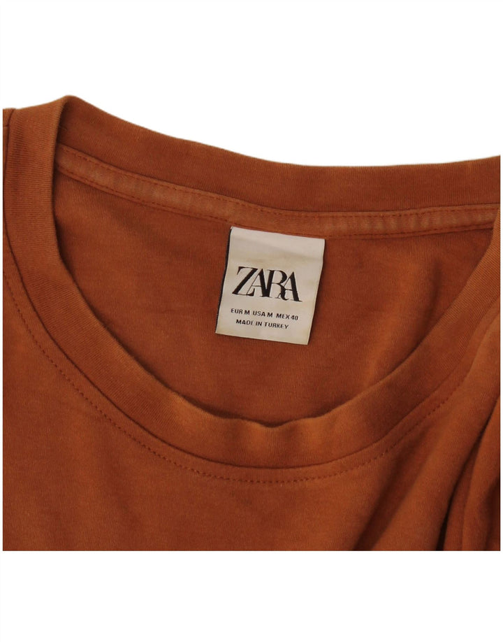 Zara Herren T-Shirt Top Mittelbraun