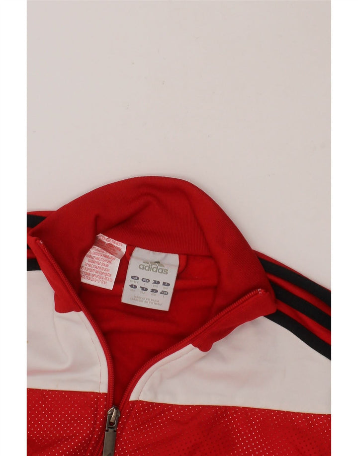 ADIDAS Boys Tracksuit Top Jacket 13-14 Years Red Colourblock Polyester Vintage Adidas and Second-Hand Adidas from Messina Hembry 