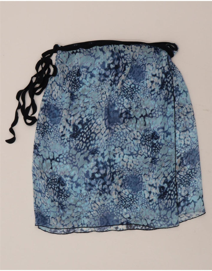 Vintage Damen Wickelrock W30 Mittelblauer Tierdruck