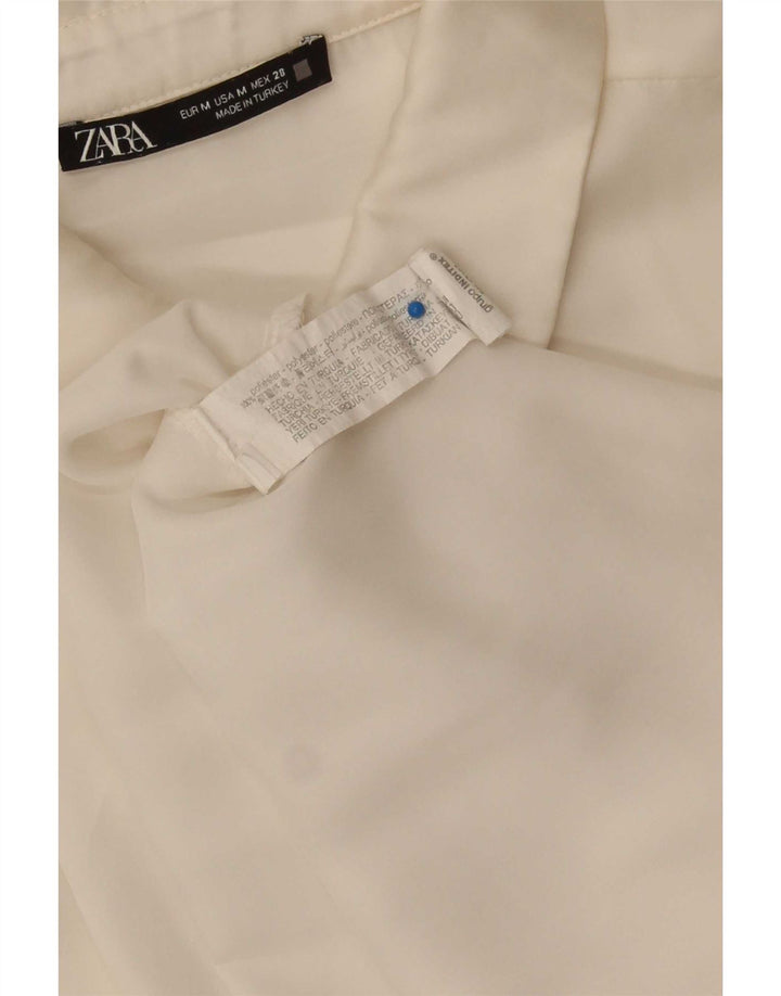 Zara Damen-Oversize-Hemd UK 14 Mittelweißes Polyester