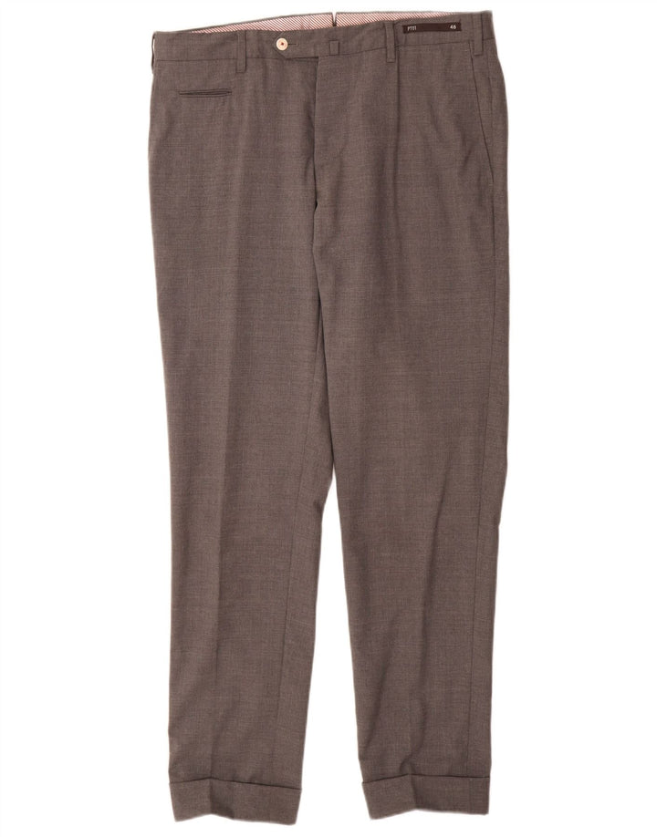 VINTAGE Herren Slim Anzughose IT 48 Medium W32 L31 Graue Wolle