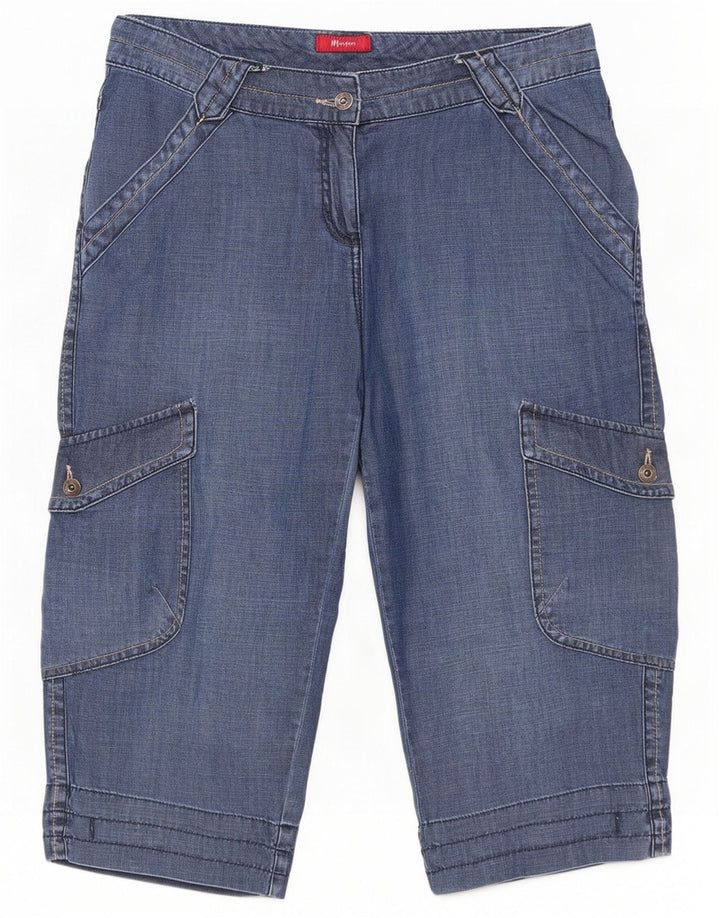 Monsoon Damen-Denim-Cargoshorts UK 14 Medium W34 L20 Blaue Baumwolle
