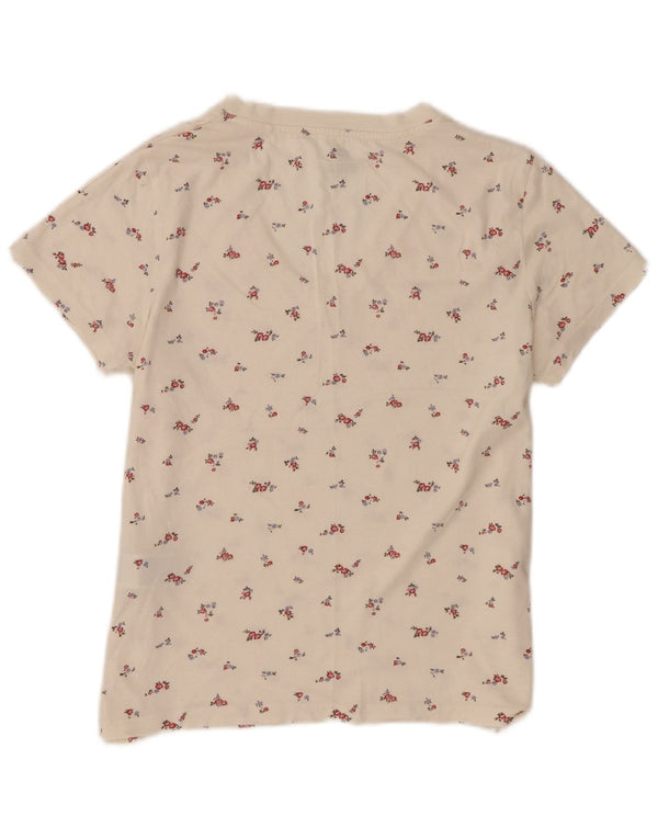 Levi's Damen T-Shirt Top UK 10 Small Off White Floral Cotton