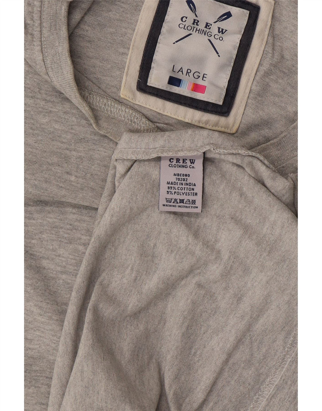 Crew Clothing Herren T-Shirt Top Large Grau Baumwolle