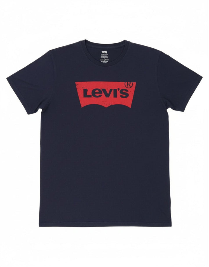LEVI'S Mens Graphic T-Shirt Top Medium Navy Blue