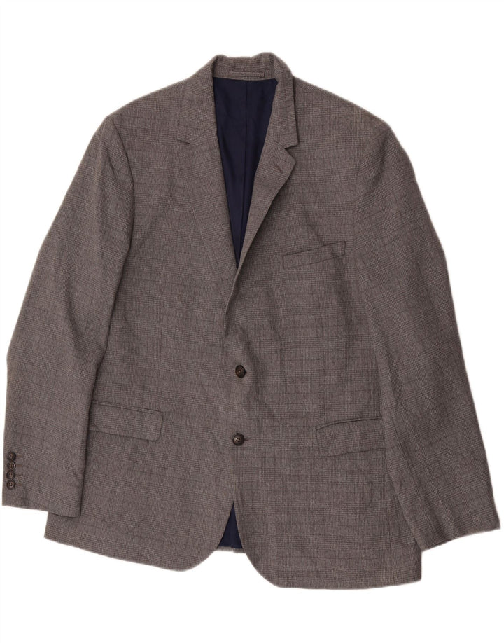 Marks & Spencer Herren-Blazer mit 2 Knöpfen, UK 46, XL, grau kariert, Polyester