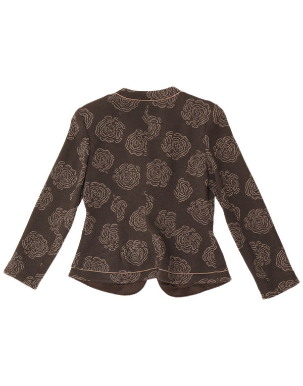 Armani Collezioni Damen 5-Knopf-Blazerjacke UK 10 Kleines graues Blumenmuster