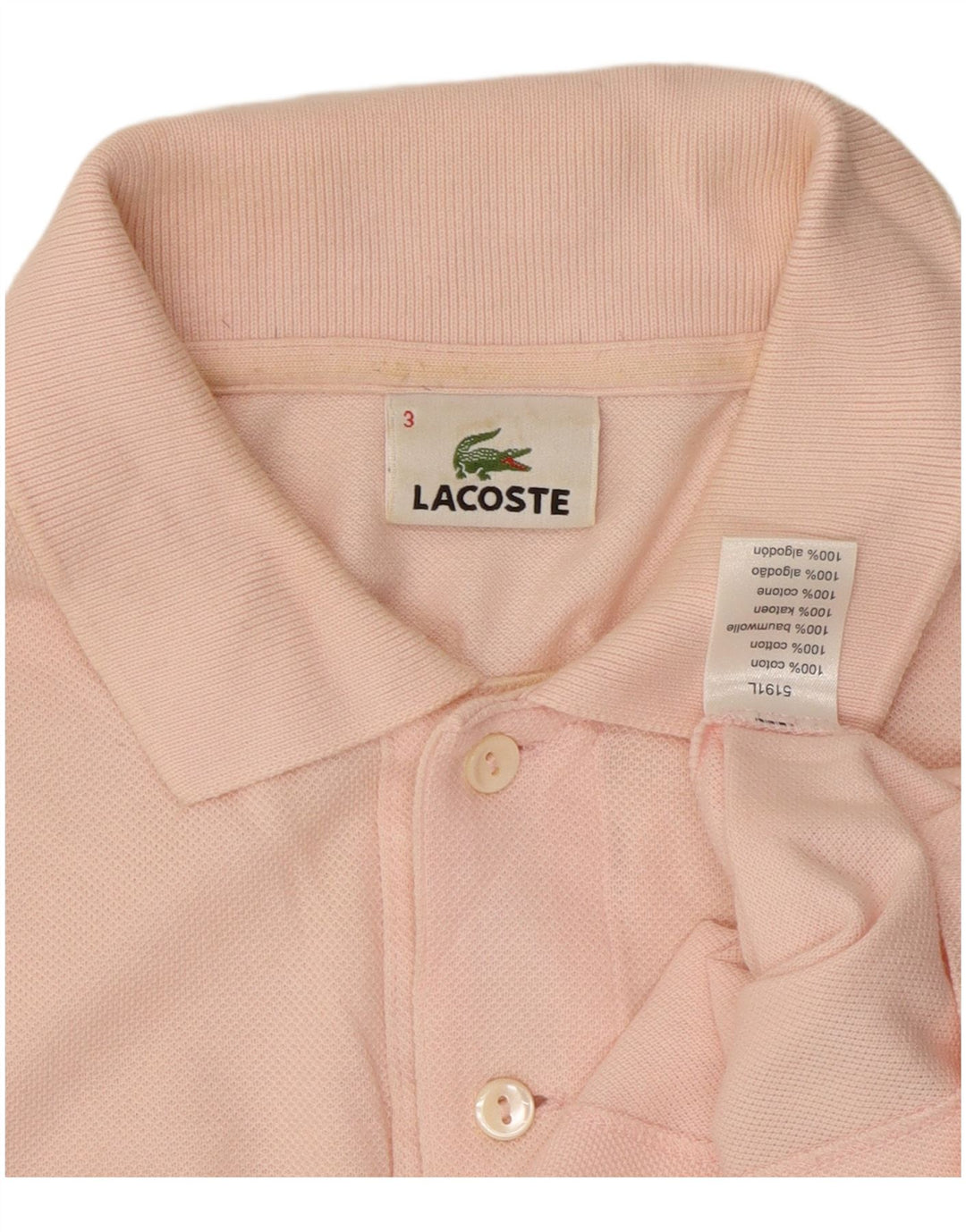 Lacoste Herren-Poloshirt, Größe 3, klein, rosa Baumwolle