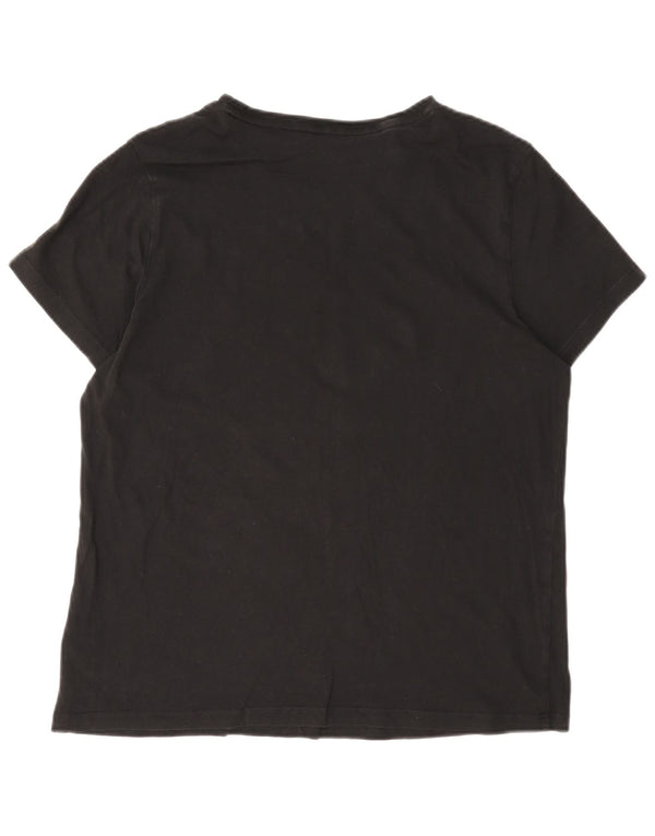 Puma Damen Grafik T-Shirt Top UK 16 Large Schwarz Baumwolle