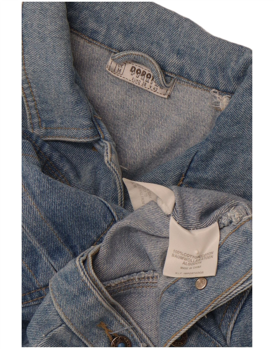 DOROTHY PERKINS Damen Crop Denim Jacke UK 14 Mittelblaue Baumwolle