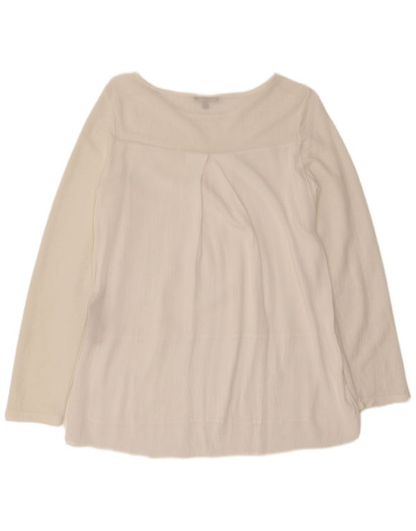 Massimo Dutti Damen Langarm-Blusenoberteil UK 10 Small Weiße Viskose