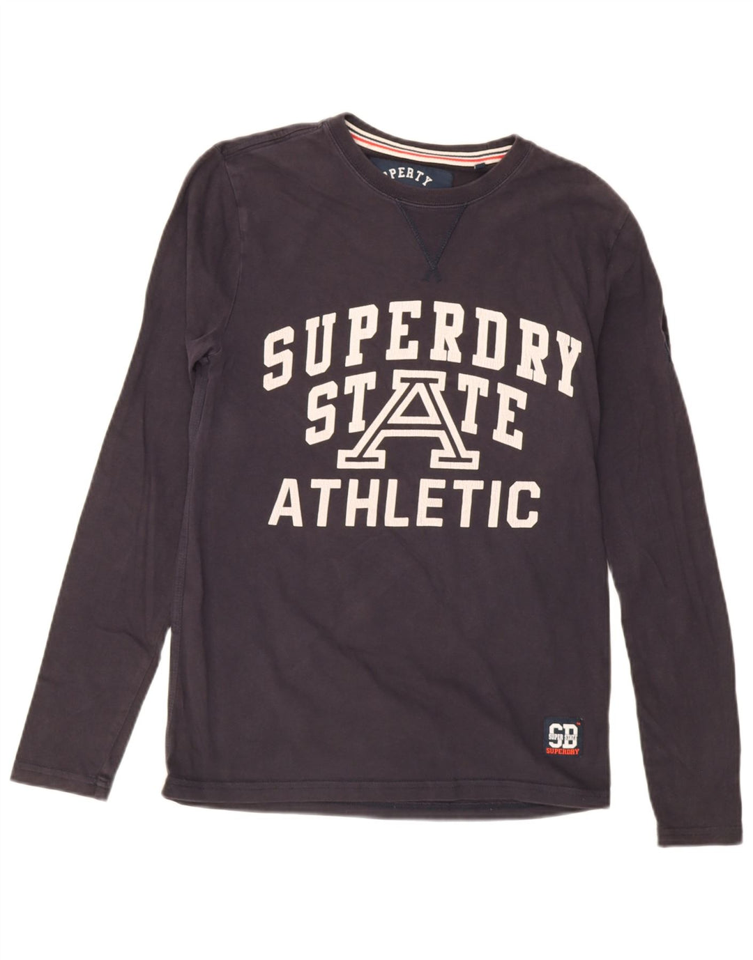 Superdry Herren Grafik-Oberteil, langärmelig, klein, Marineblau, Baumwolle