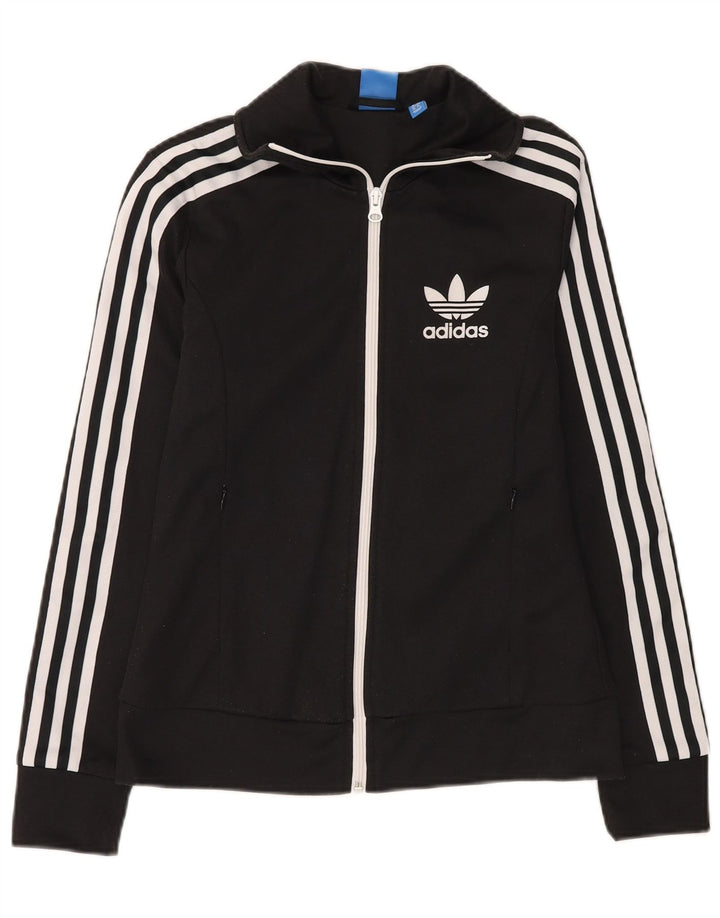 Adidas Damen Trainingsanzug Top Jacke UK 8 Small Schwarz Baumwolle