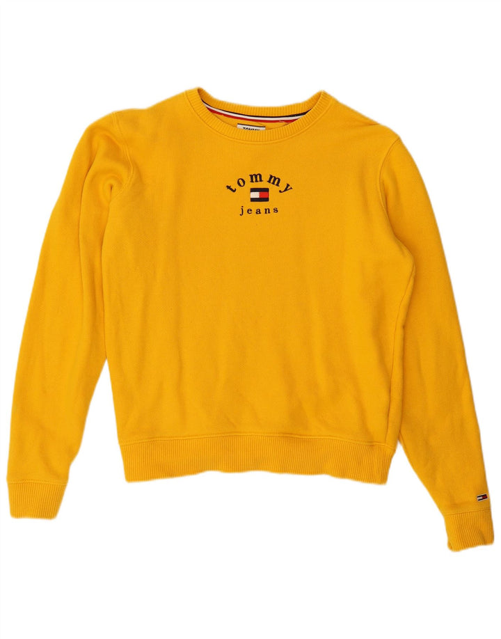 TOMMY HILFIGER Damen Übergroßer Sweatshirt-Pullover UK 10 Small Gelb