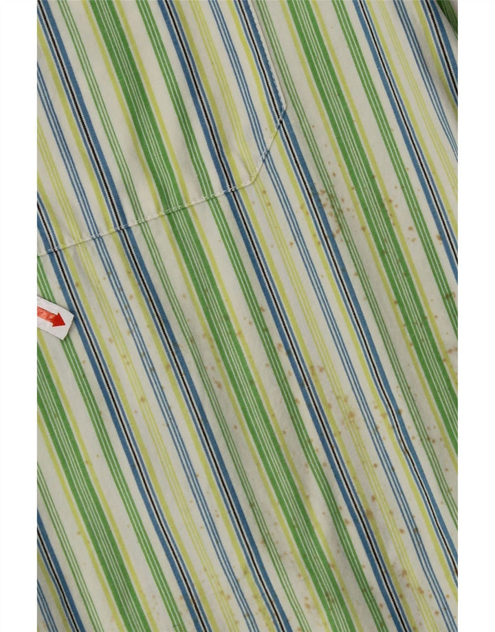 INVICTA Herren-Kurzarmhemd, groß, grün gestreift, Baumwolle