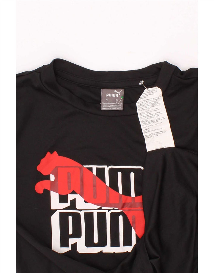 Puma Jungen T-Shirt mit Grafik, 6–7 Jahre, schwarzes Polyester