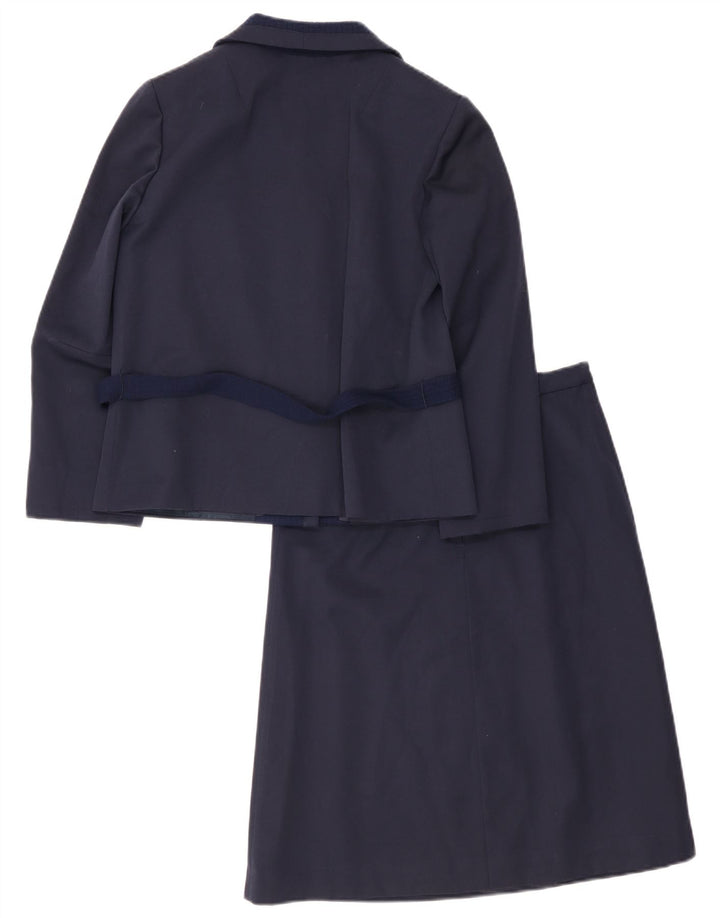 Vintage Damen 2-Knopf-Rock-Set UK 12 Medium W26 Marineblau