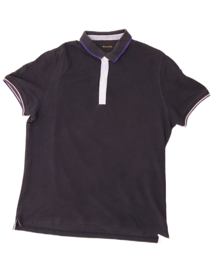 MASSIMO DUTTI Herren Poloshirt XL Marineblau Baumwolle