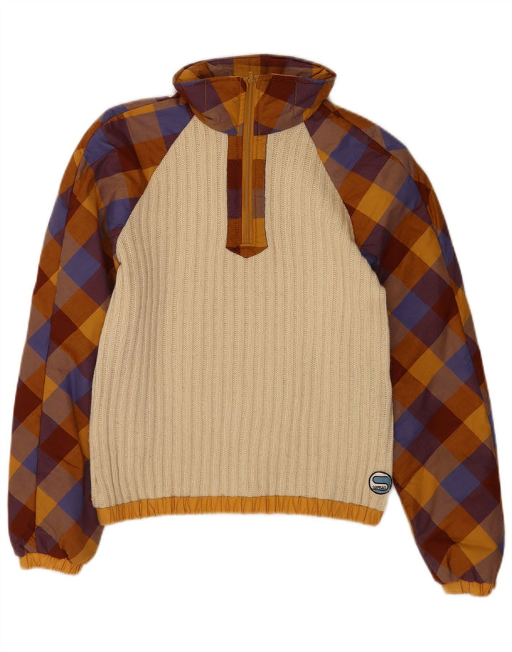 Samas Jungen-Pullover mit Reißverschluss am Kragen, 9–10 Jahre, Beige, Colourblock-Wolle