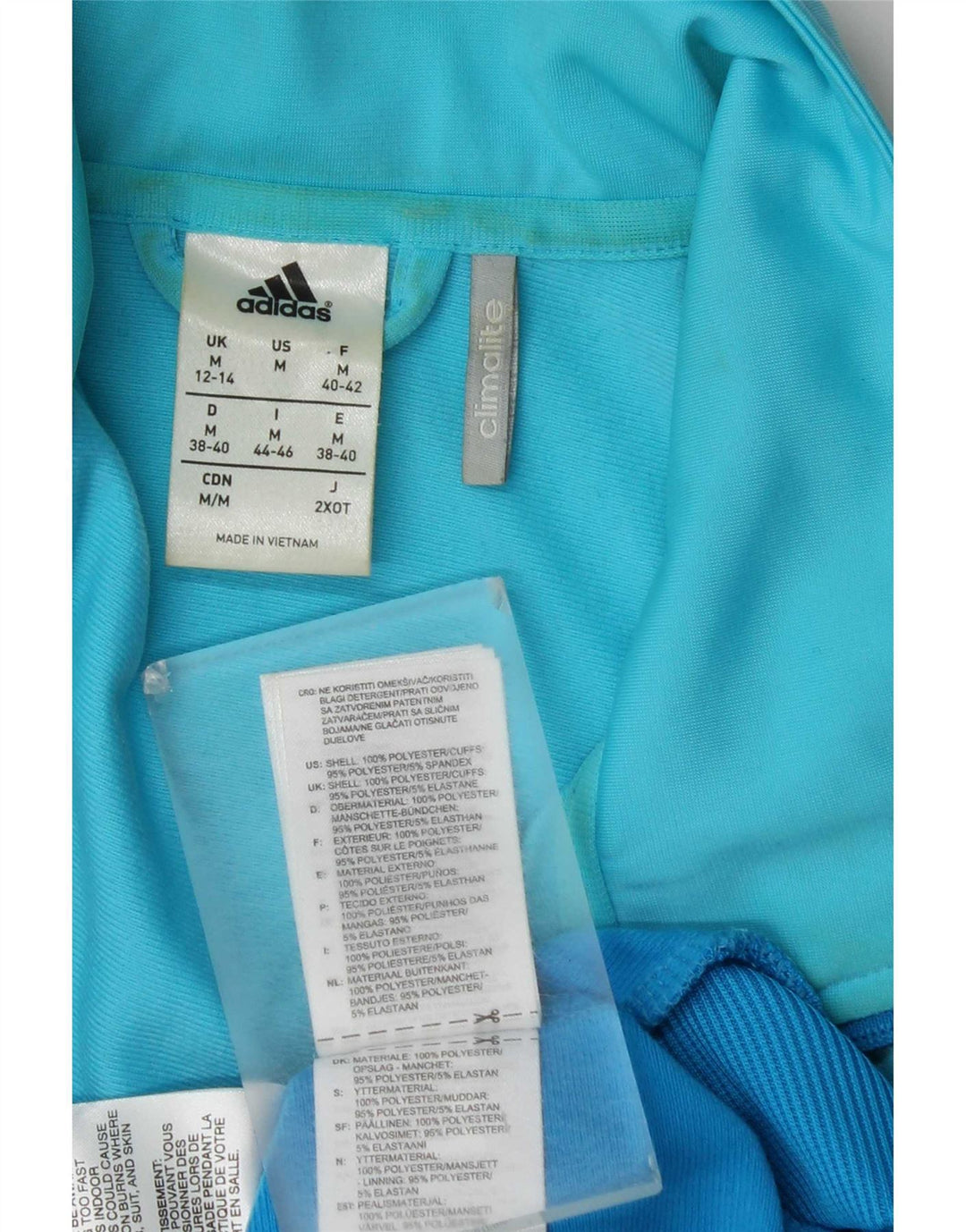 Adidas Damen Climalite Trainingsanzug Top Jacke UK 12/14 Mittelblau