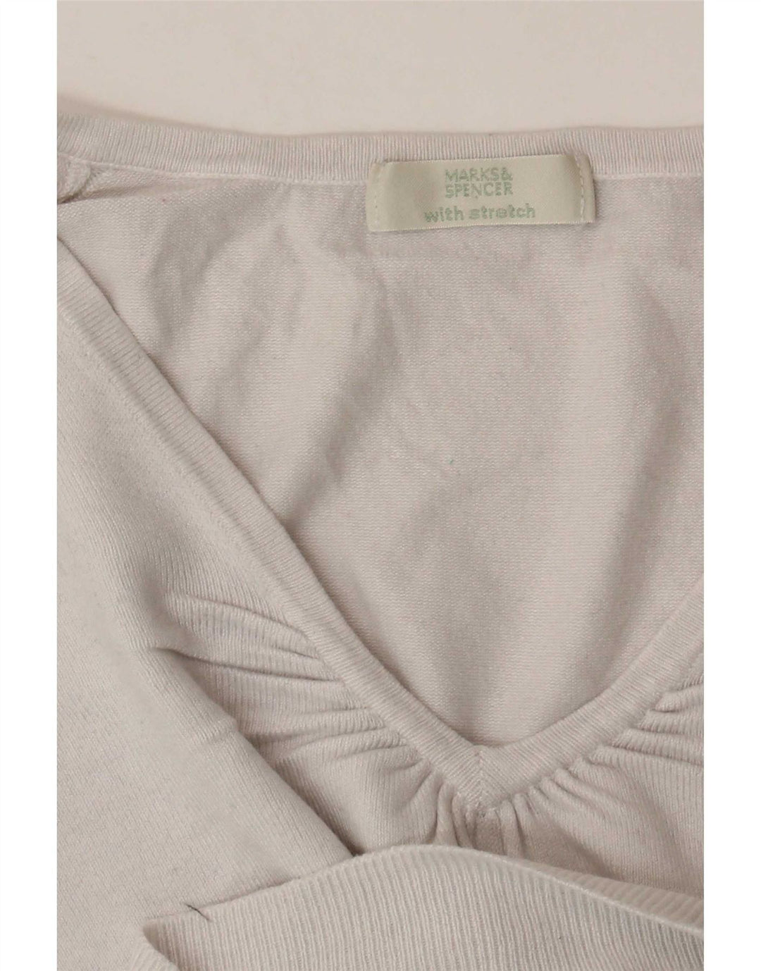 Marks & Spencer Damen-Pullover mit 3/4-Ärmeln und V-Ausschnitt, Gr. 14, Mittelweiß