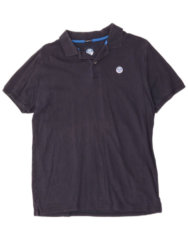 North Sails Herren-Poloshirt mit normaler Passform, mittelmarineblaue Baumwolle