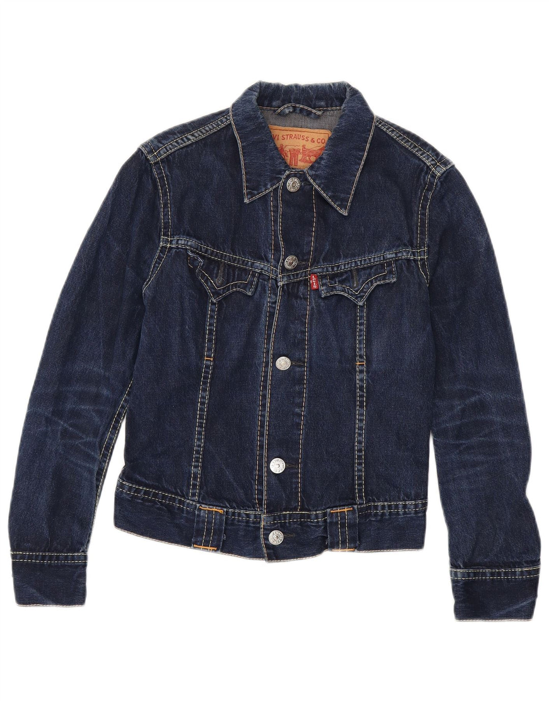 Levi's Damen Crop Denim Jacke UK 10 Small Blaue Baumwolle
