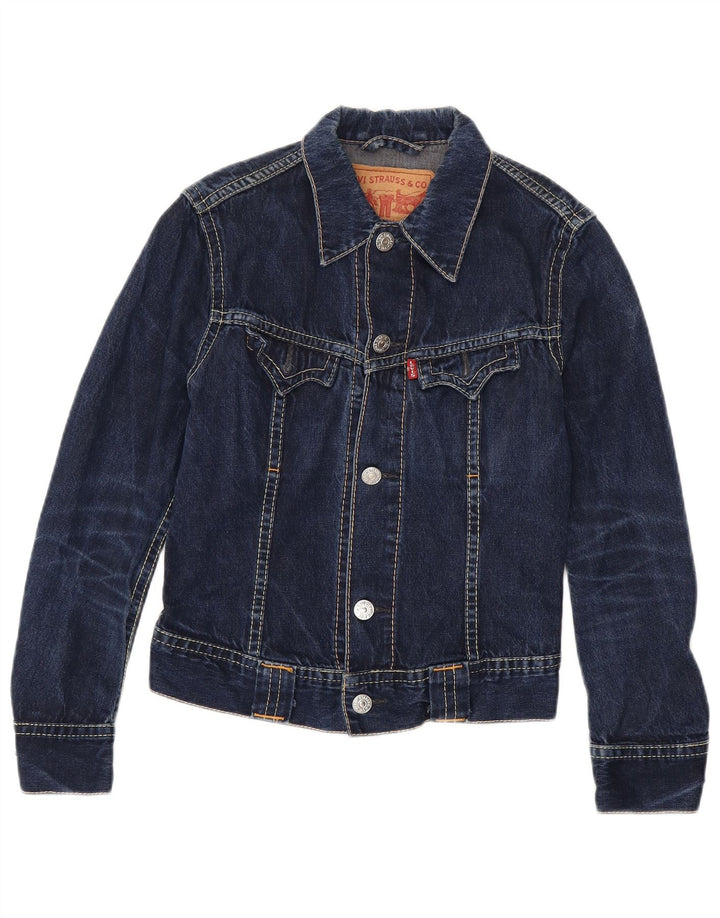 Levi's Damen Crop Denim Jacke UK 10 Small Blaue Baumwolle
