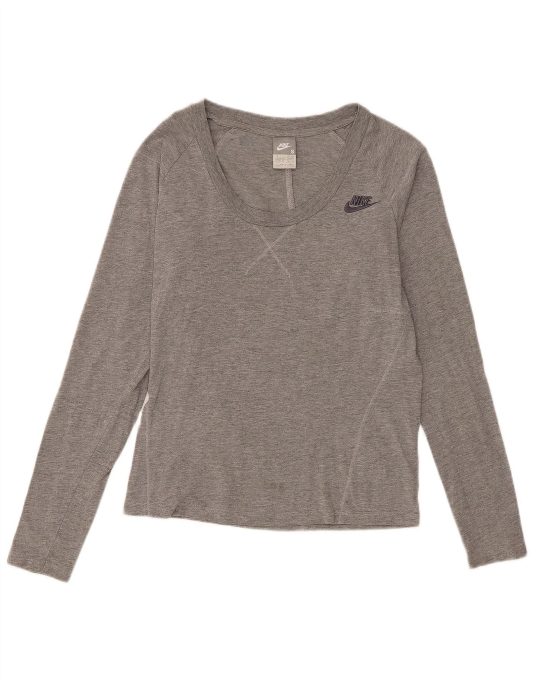 Nike Damen Top Langarm UK 10 Small Graue Baumwolle