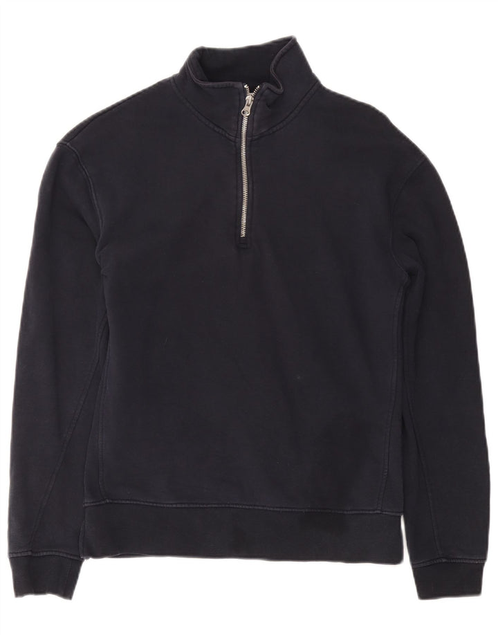 Zara Damen-Sweatshirt mit Reißverschluss am Hals, Gr. 10, Marineblau