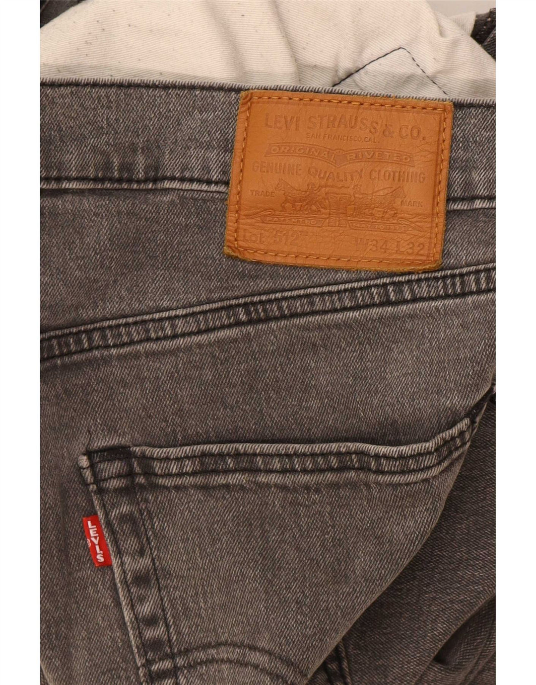 Levi's Herren 512 Slim Tapered Jeans W34 L32 Graue Baumwolle