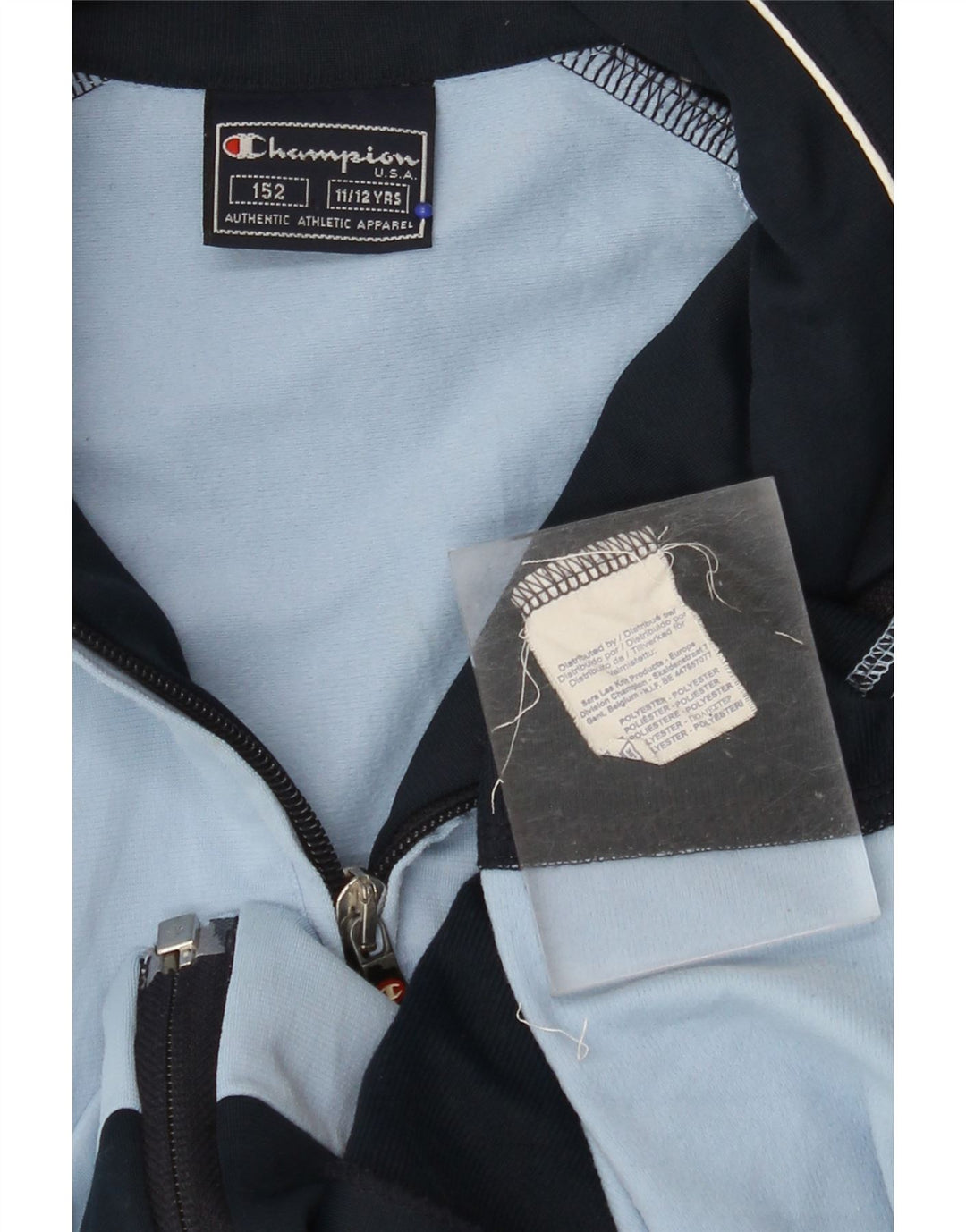 CHAMPION Jungen-Trainingsanzug-Top-Jacke, 11–12 Jahre, blaues Colourblock-Polyester