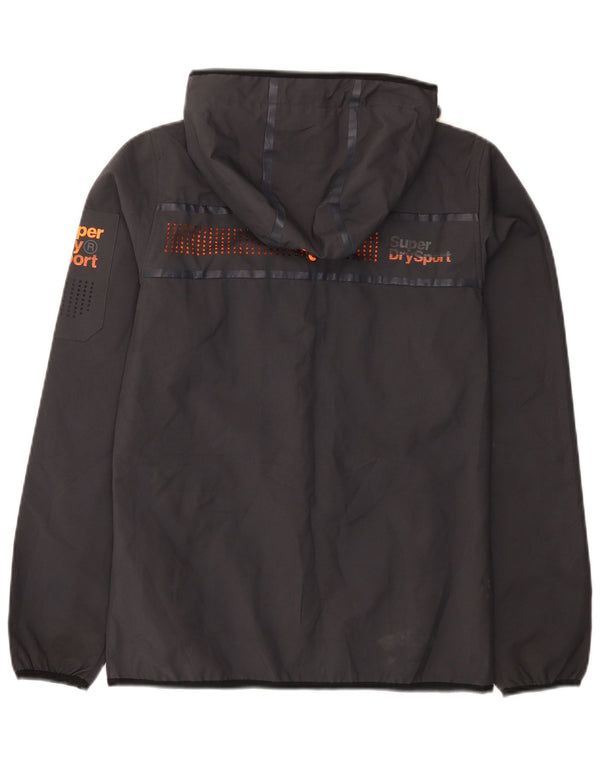 Superdry Herren Graphic Hooded Rain Jacket UK 34 XS Grau Polyester