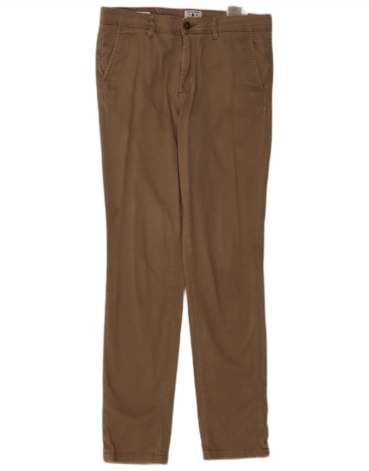 JACK & JONES Herren gerade Chinohose W30 L32 Beige Baumwolle