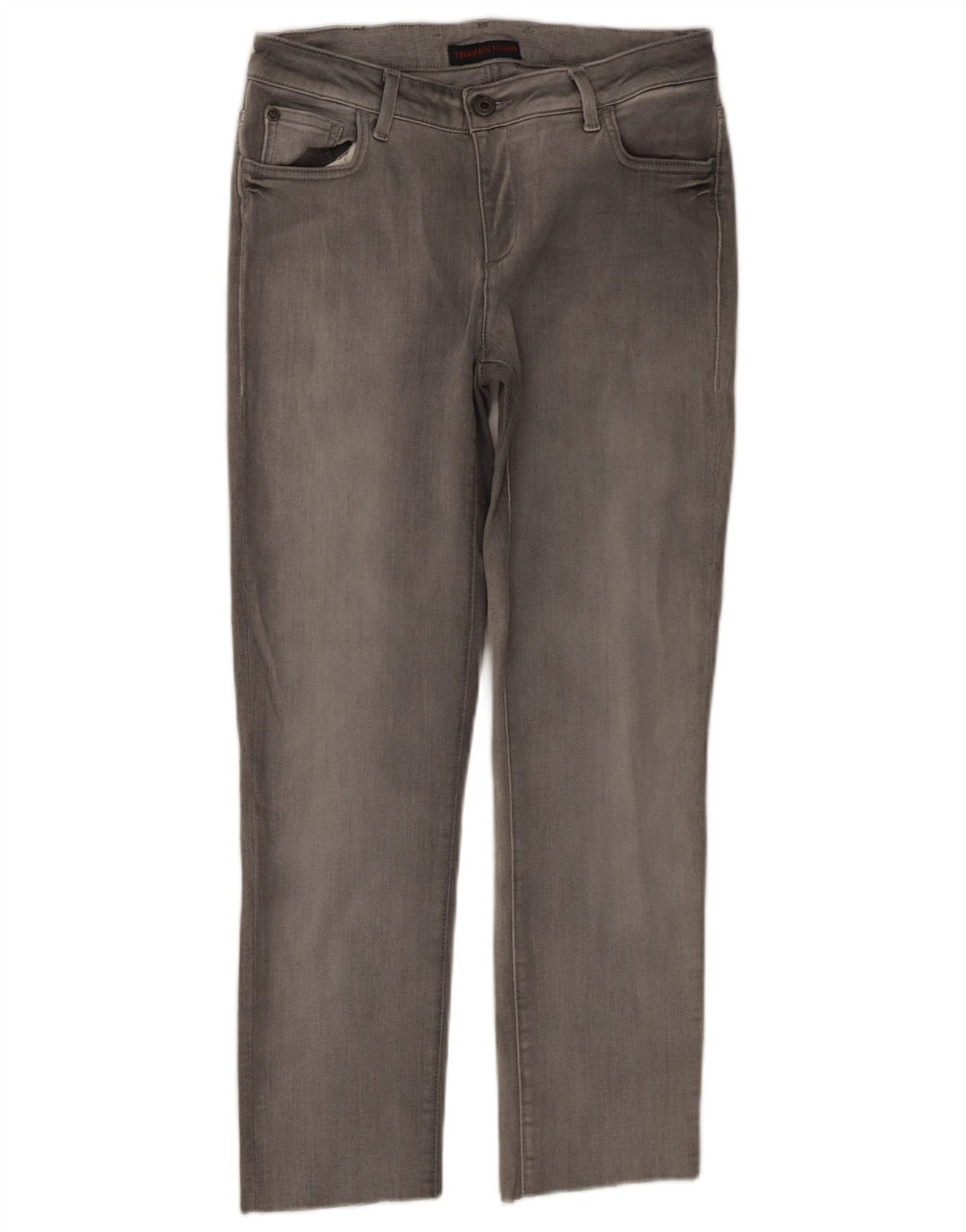 TRUSSARDI Damen Straight Jeans W27 L25 Graue Baumwolle