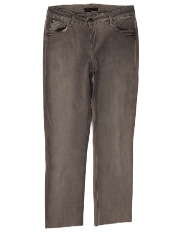 TRUSSARDI Damen Straight Jeans W27 L25 Graue Baumwolle