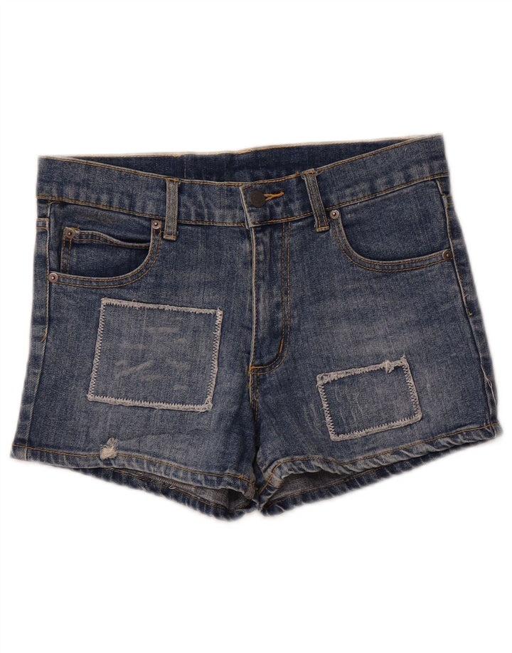 Cheap Monday Damen-Jeansshorts im Used-Look, W29, mittelblau, Patchwork
