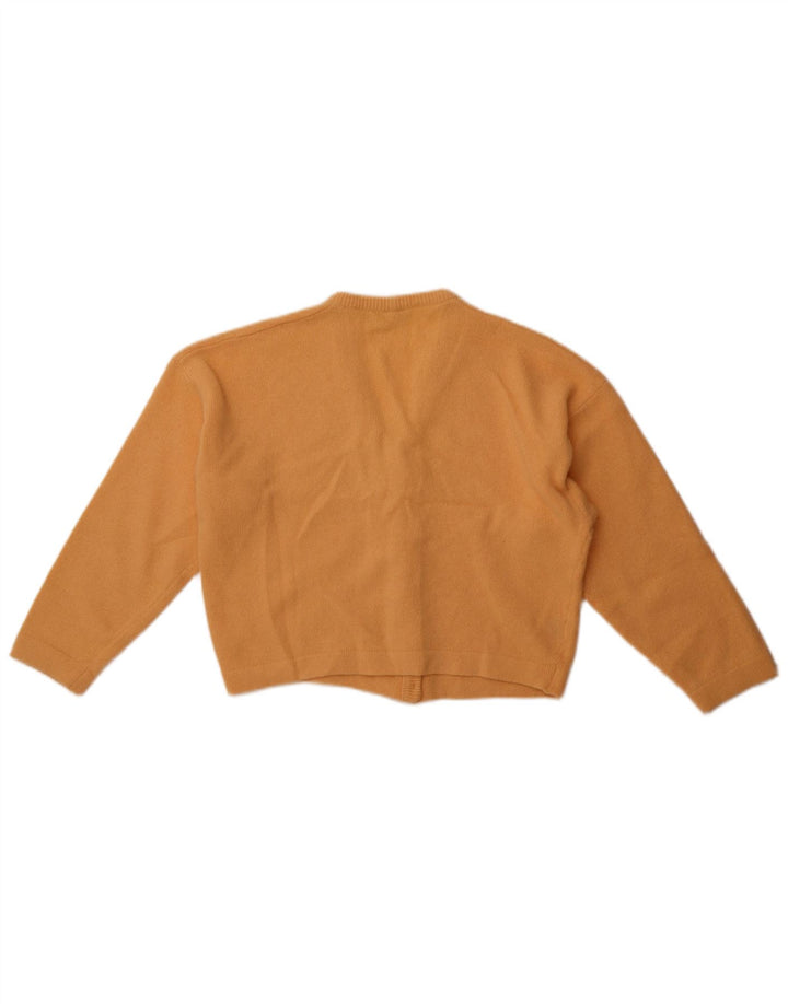 Vintage Damen Crop Cardigan Pullover UK 14 Mittelorange Wolle