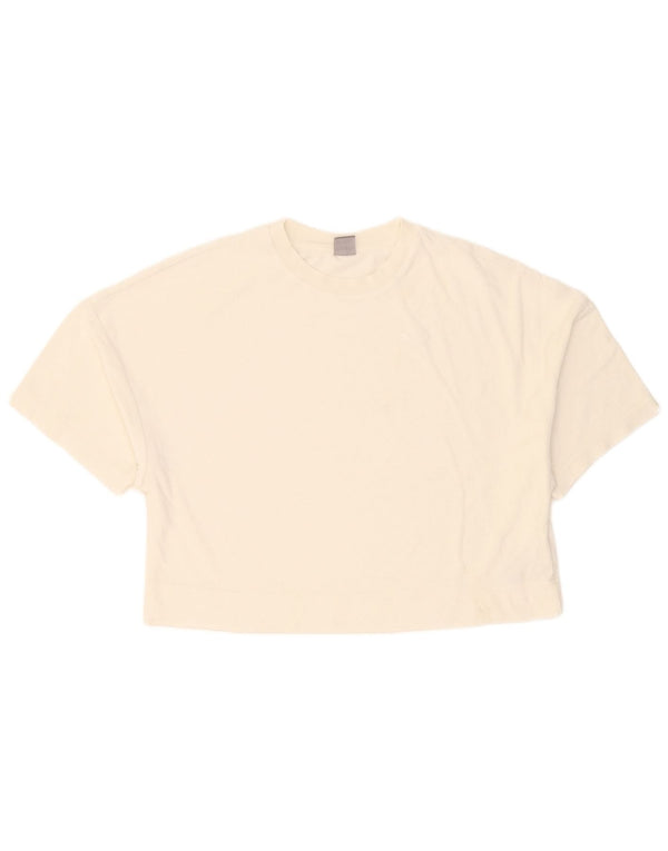 Puma Damen Crop T-Shirt Top UK 14 Mittelweiße Baumwolle
