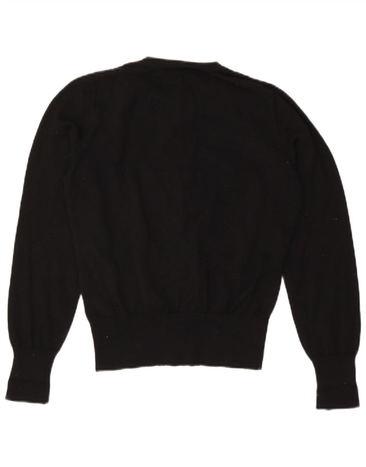 Luisa Spagnoli Damen Strickjacke Pullover UK 14 Mittelschwarze geometrische Wolle