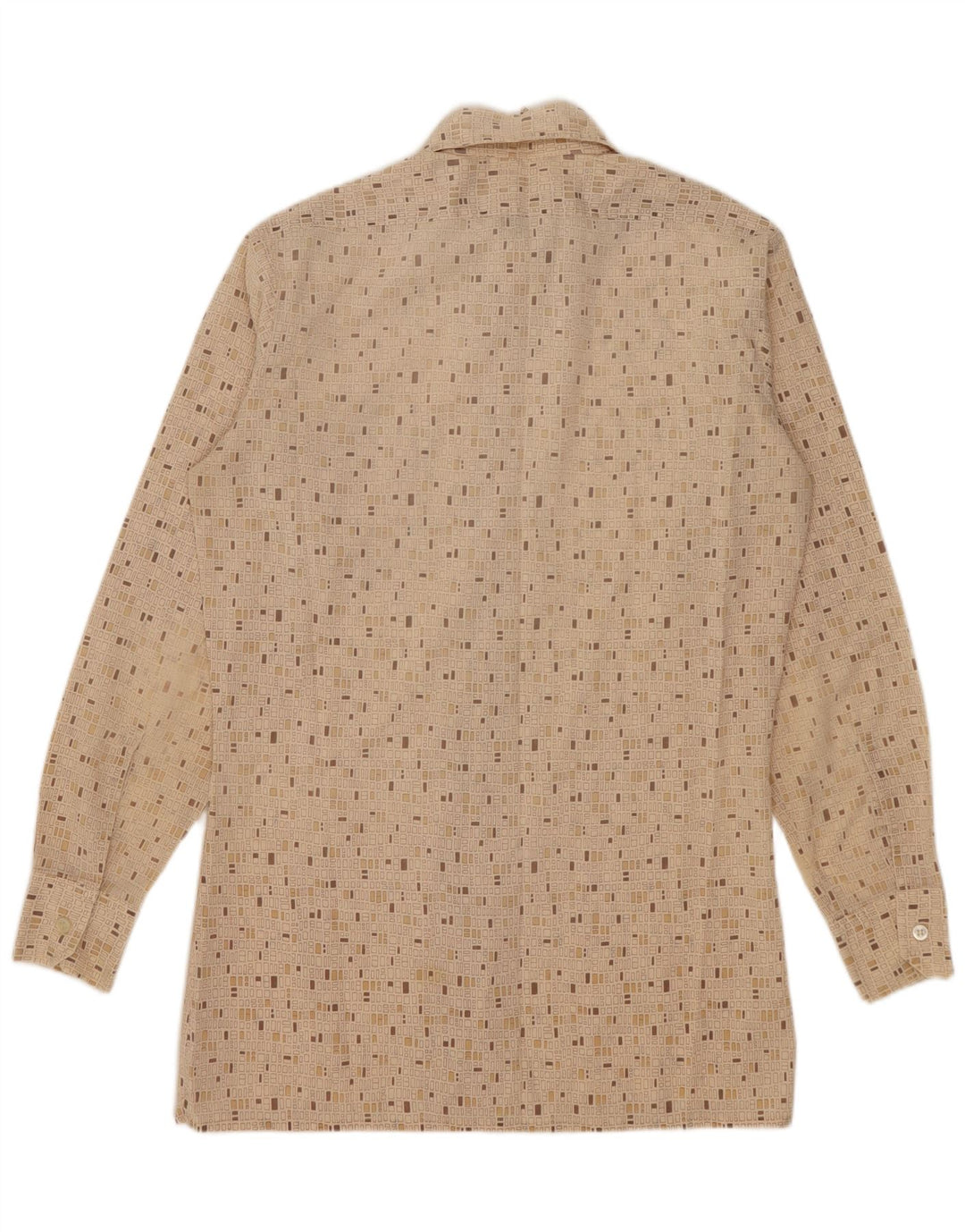 Vintage Herrenhemd klein beige geometrisch