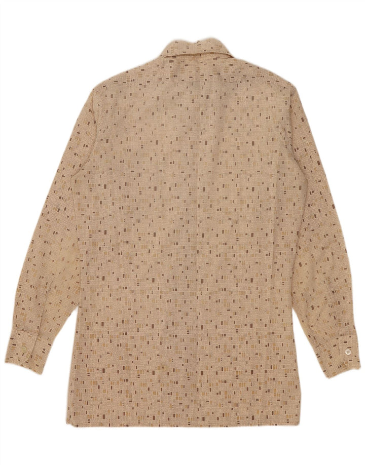 Vintage Herrenhemd klein beige geometrisch